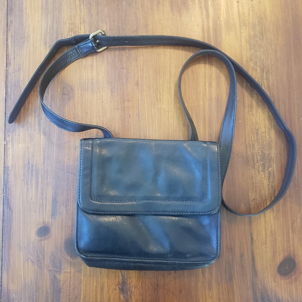 Hobo black leather crossbody bag - Picture 1 of 14
